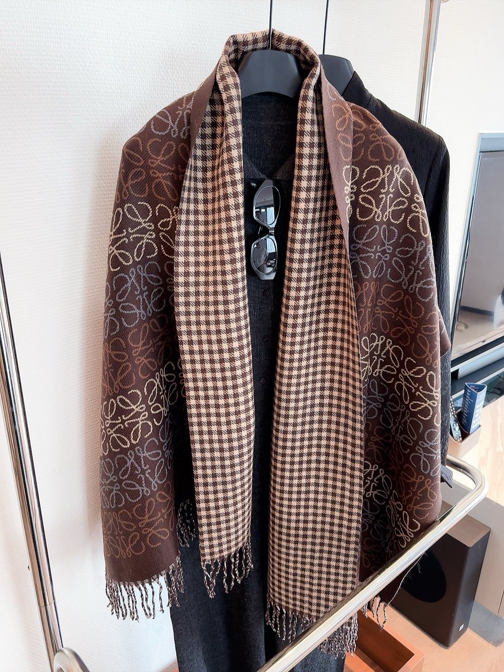 Reversible Patterned Fringed Scarf — hero