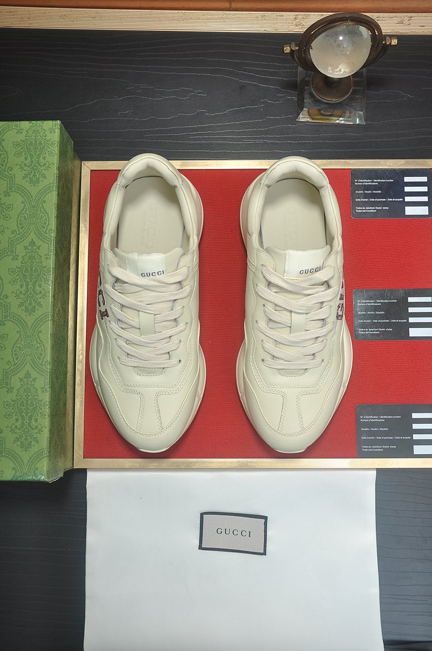 Gucci White Heart-Accent Chunky Sneakers — front
