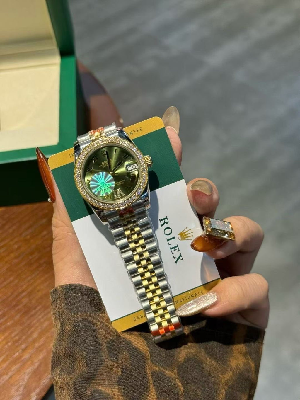 Rolex Green Dial Two-Tone Bracelet Watch — hero