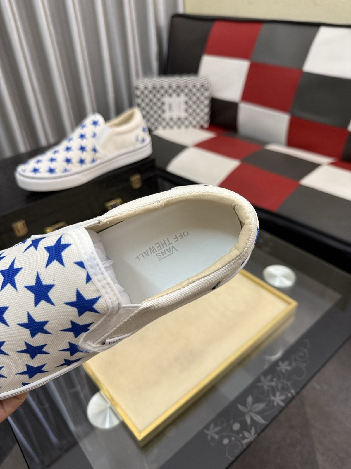 Vans Blue Star Print Slip-On Sneakers — detail