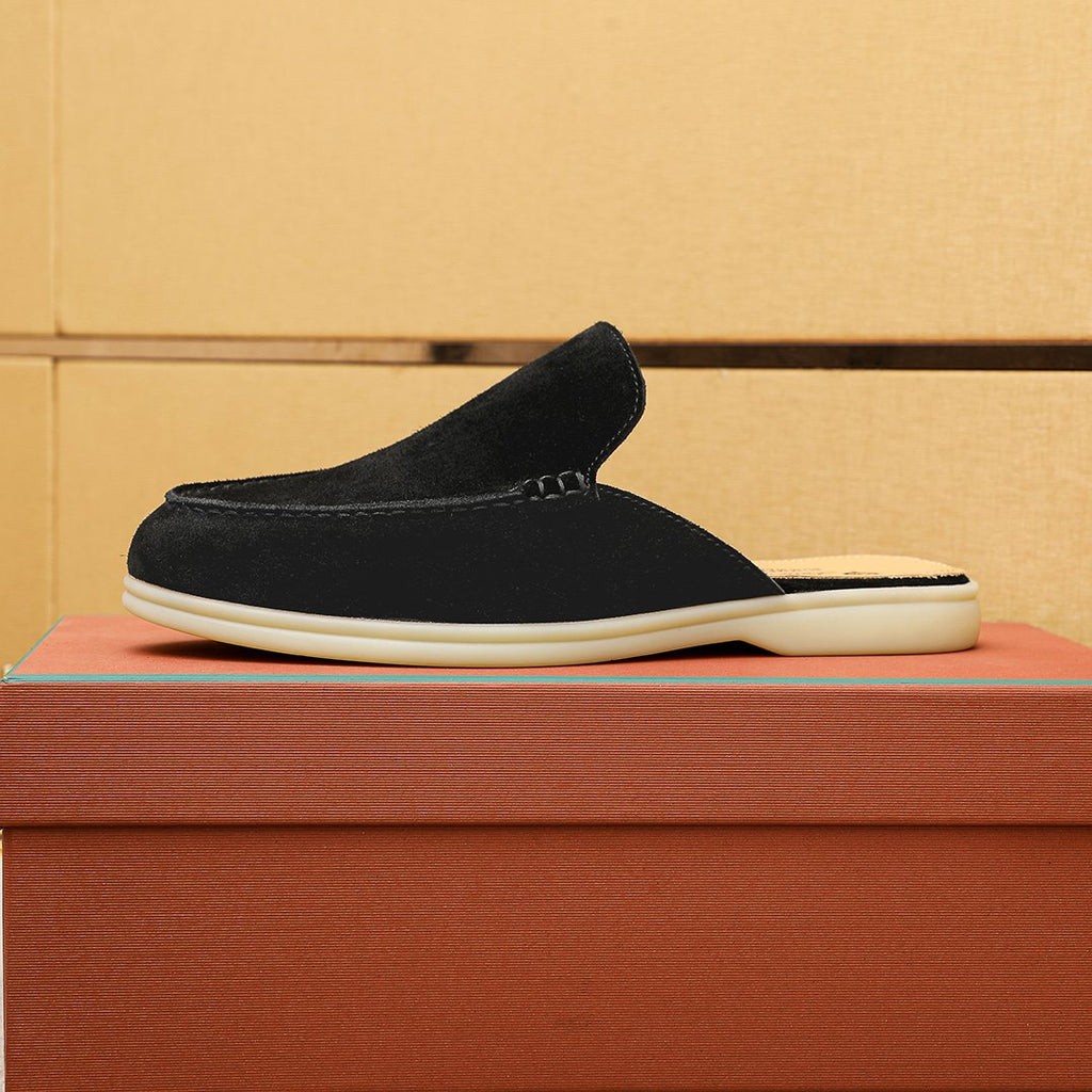 Loro Piana Suede Backless Loafers — side