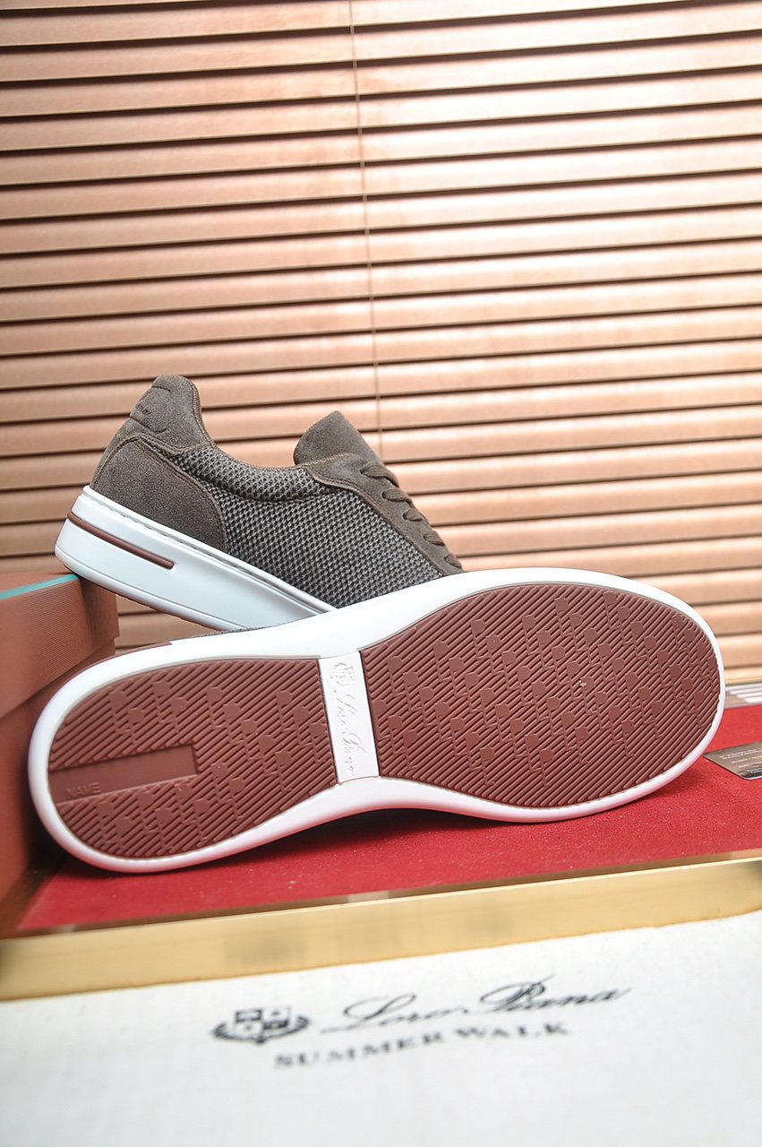 微商相册测试鞋子-Loro Piana Textured Lace-Up Sneakers — side