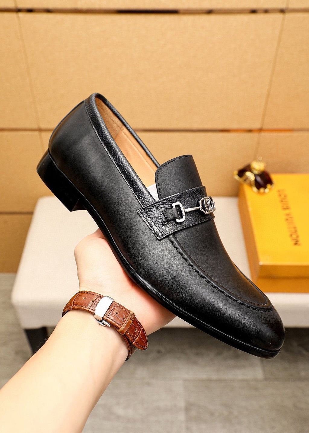 Louis Vuitton Metal Buckle Loafers — model