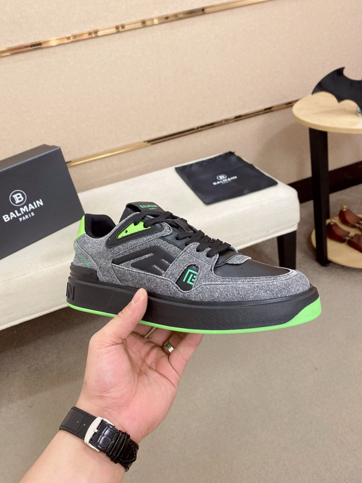 Balmain Color-Block Low-Top Sneakers — side