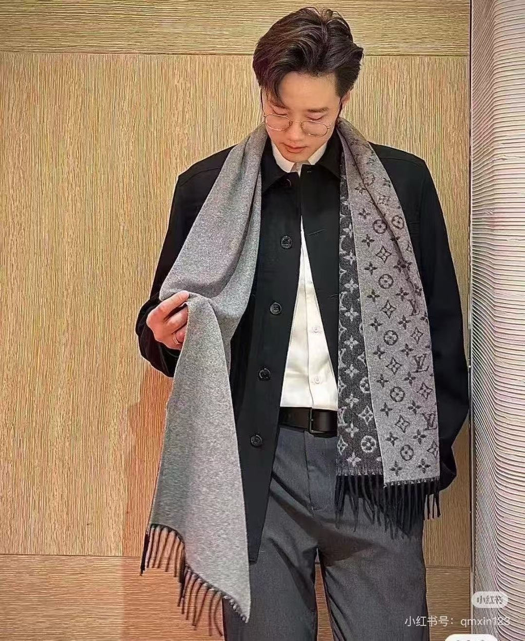 Louis Vuitton Monogram Fringe Scarf — model
