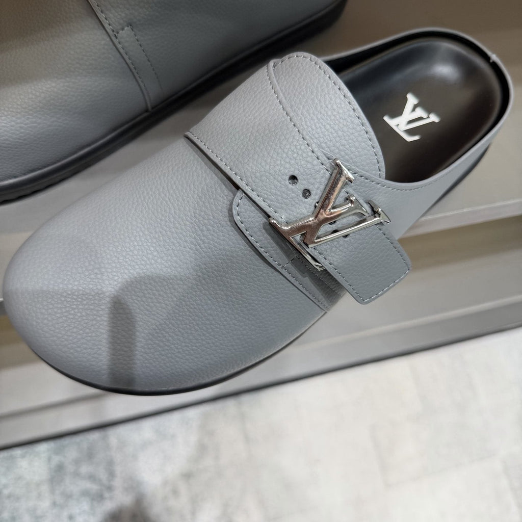 Louis Vuitton Buckled Monogram Mule Shoes — front