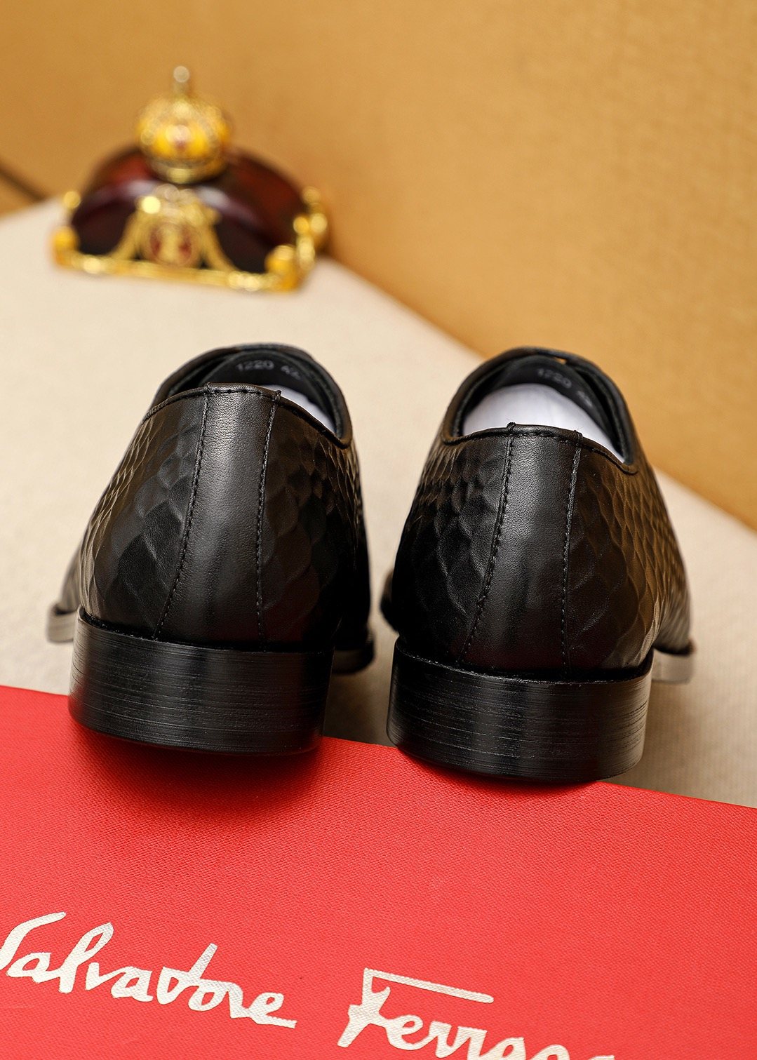 Ferragamo Embossed Lace-Up Dress Shoes — back